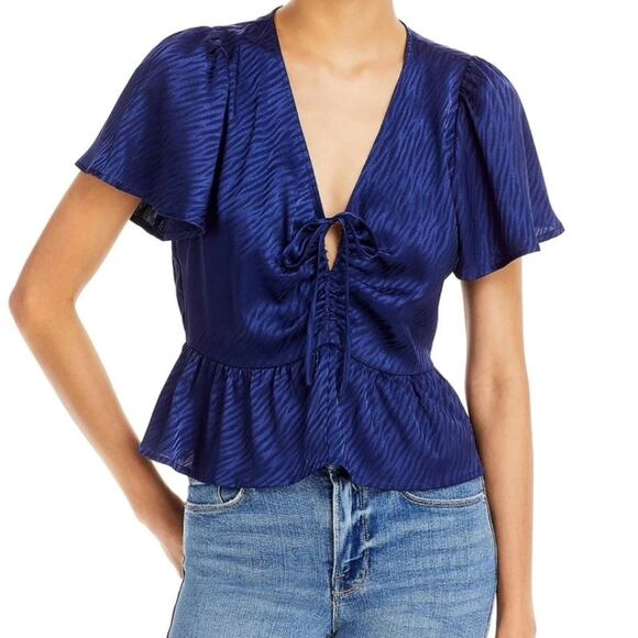 Aqua Tops - NWT Aqua Navy Zebra Print Tie Top